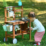 OLLIKIVI Mud Kitchen for Kids Outdoor,Wooden Play Kitchen with Removable Sink, Faucet,Storage Shelves, Backyard Garden Toddler Kitchen Playest, Kitchenware, Stove, Gift for Boys and Girls OLLIKIVI