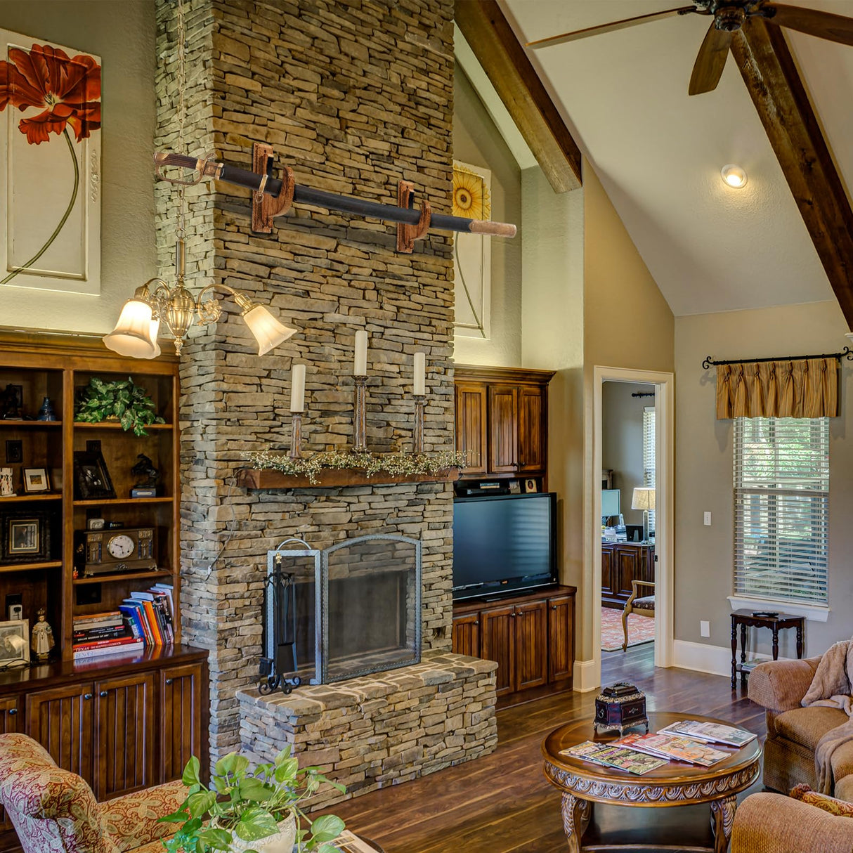 iFeelonely Gun Rack Wall Mount，4 Pack Gun Racks for Wall Shotgun Hooks Gun Wall Mount Indoor Gun Racks Rifle Wall Mount Wooden Gun Cabinets Stand Display Shelf Brown iFeelonely