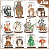 Geetery 12 Pcs Woodland Animals Wooden Animal Cutout Shapes Forest Painted Woodland Baby Shower Decorations Wild Creatures Wood Table Centerpieces for Forest Camp Party Supplies (Cute) Geetery