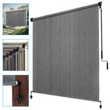 KANAGAWA Outdoor Roller Shade 7'X6' Light Grey Exterior Patio Cordless Roll Up Shade for Pergola, Deck Porch Gazebo, Backyard KANAGAWA