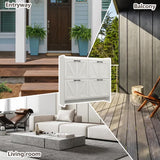 VINYUSE Shoe Cabinet with 4 Flip Drawers, Shoe Storage Cabinet for Entryway, Freestanding Hidden Shoe Cabinet Organizer with Open Storage, Narrow Shoe Rack with Legs, Oak White VINYUSE