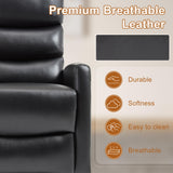 Manual Swivel Rocker Recliner Chair for Adults, Overstuffed Reclining Glider Chair for Nursing with Vibration Massage & Heat, Living Room Rocking Recliner 3-Stage backrest, Faux Leather Black EZZUP