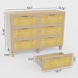 Derfullo 6 Drawers Dresser for Bedroom, Wood Rustic Wide Chest of Drawers, Storage Dressers Organizer for Bedroom, Living Room, Hallway Derfullo