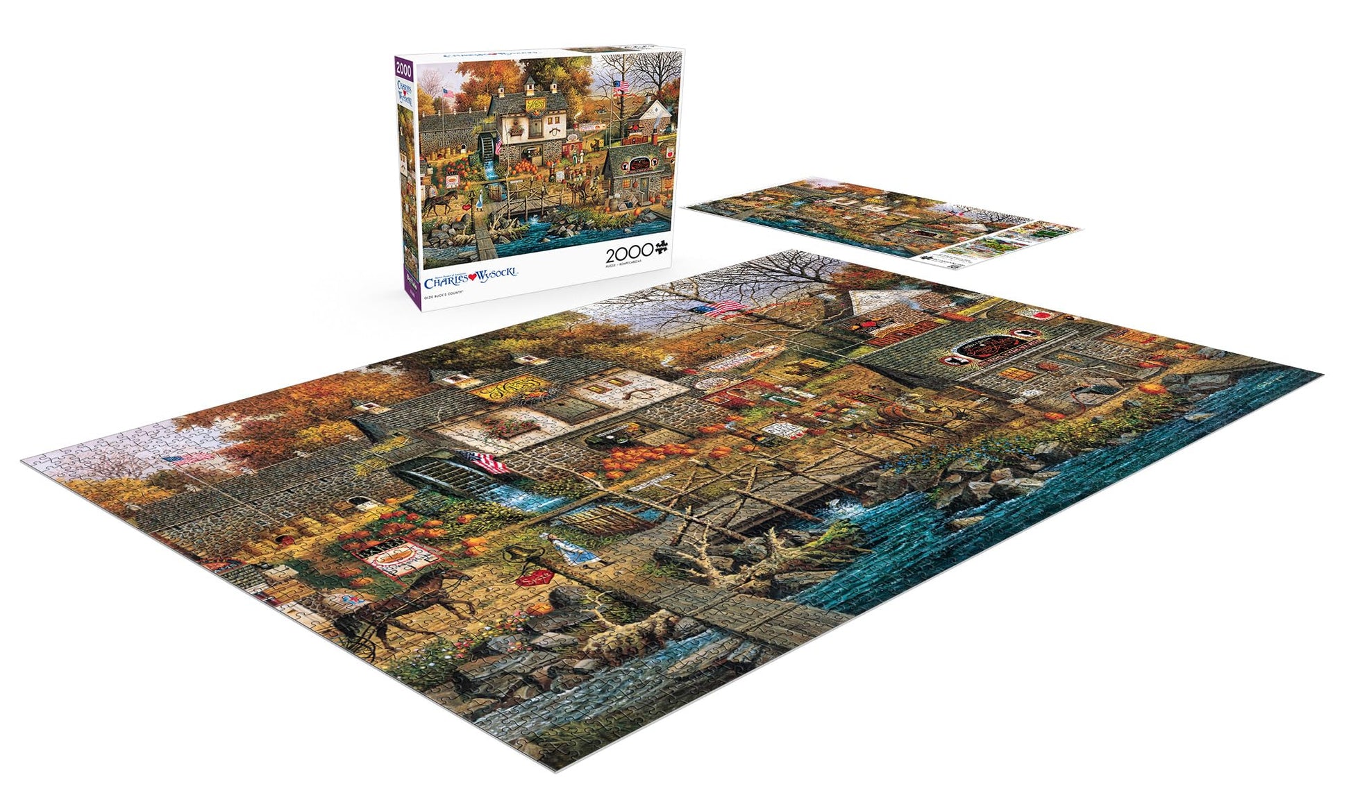 Buffalo Games - Olde Buck's County - 2000 Piece Jigsaw Puzzle for Adults Challenging Puzzle - Finished Size 21.25 x 15.00 - WoodArtSupply