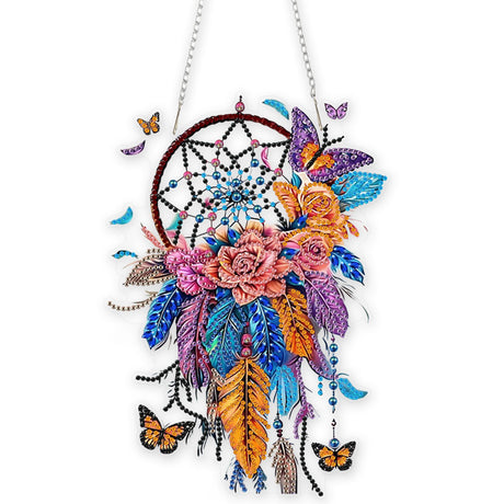 Eiflow DIY Hanging Diamond Art Kit Dreamcatcher, Acrylic Board Diamonds Painting Ornament Pendant Kit Eiflow