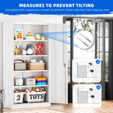 Superday Metal Storage Cabinet 71"×32"×16", Tall Storage Cabinet with 2 Doors and 4 Shelves, Large Metal Steel Utility Cabinet for Home Office, Garage, File Bathroom Pantry (White) Superday