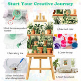 MEIYUDA Paint by Numbers Kit, Green Planes Paint by Numbers for Adults Beginners, DIY Potting Plants Acrylic Oil Painting by Number on Canvas for Gift Home Wall Decor 16x20in MEIYUDA