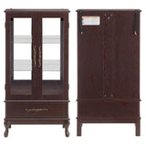 nifoti 51" H Lighted Curio Cabinet Display Case, Glass Curio Cabinet with Adjustable Shelves,Tempered Glass Door and Drawer, Wooden Cabinets w/Mirrored Back Pane for Living Room (Dark Cherry) nifoti