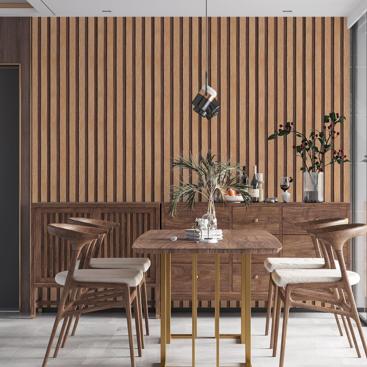 Yun-aeon Natural Wood Peel and Stick Wallpaper Wood Slats - 17.3"x 160" Tan Self-Adhesive Waterproof Vinyl Removable Wall Paper for Wall Decor Bedroom Yun-aeon