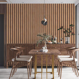 Yun-aeon Natural Wood Peel and Stick Wallpaper Wood Slats - 17.3"x 160" Tan Self-Adhesive Waterproof Vinyl Removable Wall Paper for Wall Decor Bedroom Yun-aeon