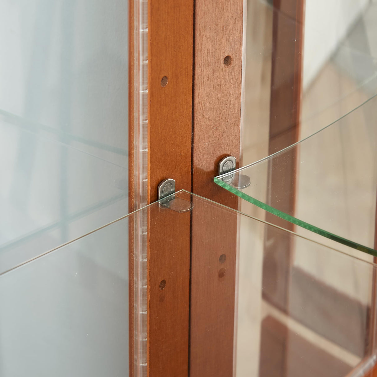 Ball & Cast Lighted Curio Cabinet,6-Tier Glass Display Cabinet with Adjustable Glass Shelves and Mirrored Back Panel for Living Room,E26 Light Blub not Included,Walnut Ball & Cast