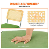 VEVOR Rattan Dining Chairs Set of 2, Mid Century Modern Dining Chair, Upholstered Velvet Accent Chair with Rattan Back, Retro Dining Room Kitchen Chair for Living Room, Bedroom (18.1 Inch) VEVOR