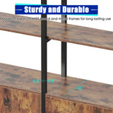 Nosepen Triple Wide 5 Tier Tall Arched Bookshelf and Bookcase with 3 Cabinets, Industrial Metal Etagere Open Bookshelf, Rustic Wood Standing Book Shelf with Black Metal Frame for Bedroom Living Room Nosepen