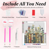 Yezavesu Book Diamond Art Kits for Adults, Book Flower Diamond Painting Kit for Beginners, 5D DIY Round Full Drill Painting with Gem Art Craft Kits for Home Wall Decor 14x14 Inch Yezavesu