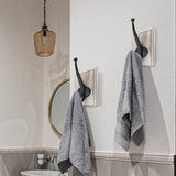 Lomuke Towel Hooks for Bathroom Wall Mounted, 2 Pack Farmhouse Rustic Wall Hooks for Hanging Coat Robe Keys, Heavy Duty Wood Black Hooks for Kitchen Bedroom Decorative (Weathered White) Lomuke