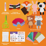 Cymbana Kid Sewing Craft Kit to Make a Friend for Beginner Felt Craft Learn to Sew, Panda Fox Bunny Raccoon Bear 5 Animals Cymbana
