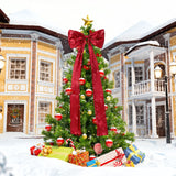 Daifunli 16 x 57 Inches Extra Large Christmas Tree Topper Bow Red Satin Bow with Long Streamers Red Ribbon Christmas Tree Topper Christmas Wreath Bows for Home Xmas Holiday Party Decoration Supplies Daifunli