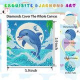 WEMEON Dolphin Diamond Art Painting Kits for Kids with Frame,Animal Diamond Art for Children Ages 4-8-12, with Beautiful Package for Gift Home Wall Decor(7x7inch) WEMEON