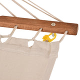 Outsunny Outdoor Hammock with Stand & Accessories, Heavy Duty Wooden Frame, Extra Large Sun Shade Canopy, Indoor Outside Boho Style Nap Bed, Natural Cotton, White Outsunny