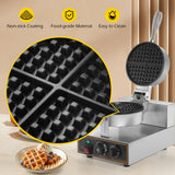 Dyna-Living Waffle Maker Commercial Waffle Maker Machine 110V 1200W Non-stick Waffle Iron Maker Stainless Steel Round Commercial Waffle Maker for Restaurant Dyna-Living