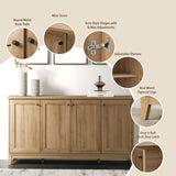Prepac Yaletown 4 Panel Door Console Table with Storage, Oak Storage Cabinet with Doors and Shelves, Sideboard Storage Cabinet 60" W x 32" H x 16" D, OCBG-2220-1 Prepac