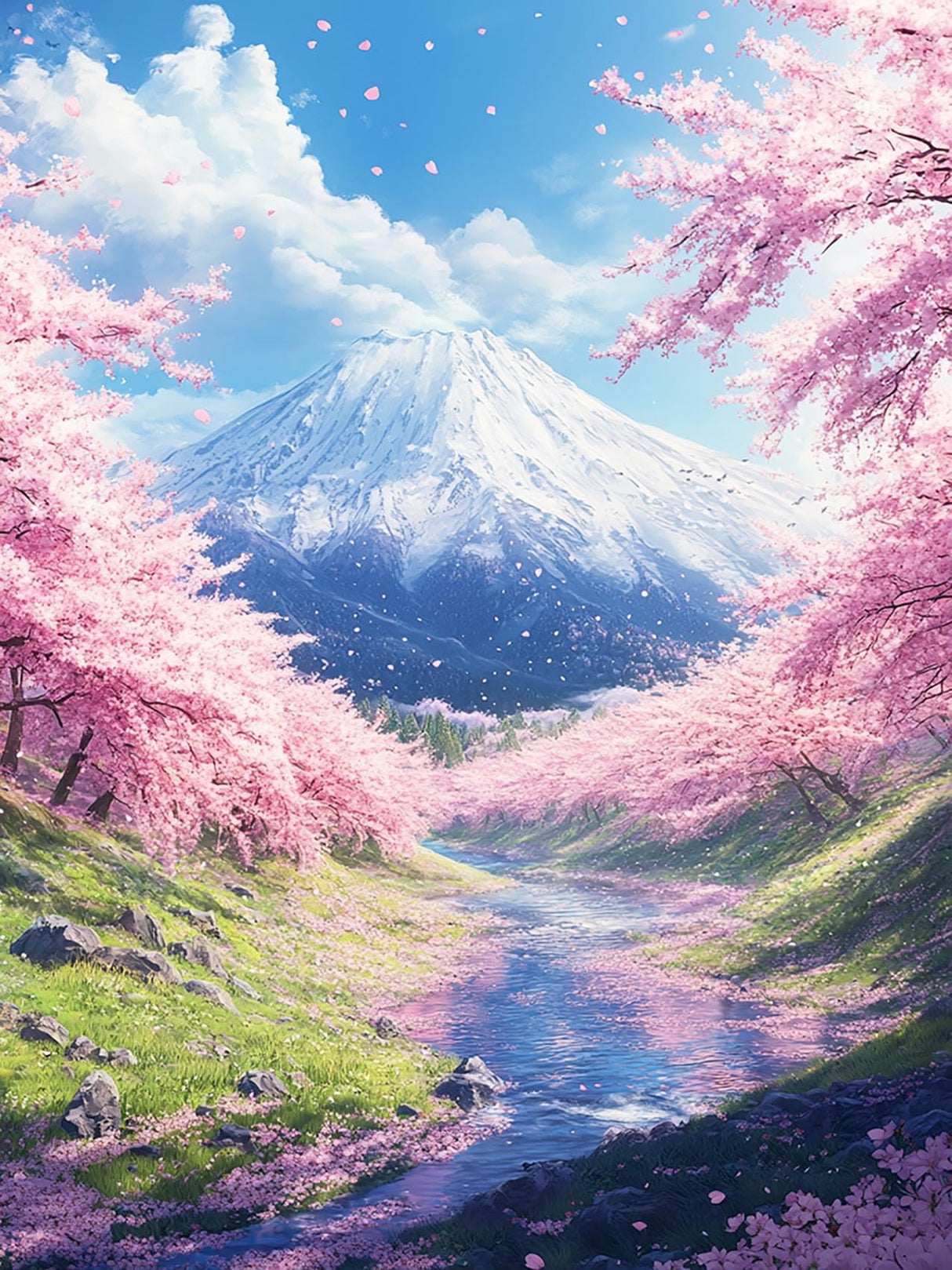 Reofrey DIY Diamond Art Kits for Adults Mount Fuji, Landscape Full Drill Round Rhinestone Diamond Painting Kits for Adults, Cross Stitch Embroidery Canvas for Crafts Home Wall Decor 30x40cm Reofrey