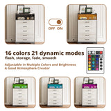 LIKIMIO 5-Drawer Wood Dresser with LED & USB Charging, Mid-Century Modern Farmhouse Bedroom Storage Cabinet, Rustic White w/Safety Strap, 48.4" Tall (15.7" D x 31.5" W) for Nursery, Living Room LIKIMIO