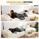 126" Oversized Modular Sectional Sofa, Modern Cloud Curved Couch with Deep Seat, Upholstered Corduroy Couches for Living Room, No Assembly Required, 1 PCS Off White Luxanimarion