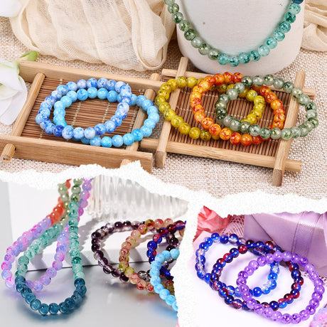 XSEINO 1200PCS 6mm Ink Glass Beads Kit, 24 Assorted Color Series Crystal Beads for Jewelry Making and DIY Crafts, Friendship Bracelets XSEINO