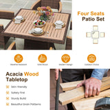 Wisteria Lane Patio Dining Sets for 8, All Weather Rattan Outdoor Table and Chairs with Acacia Wood Tabletop, Patio Dining Furniture with Removable Cushions for Deck Garden, Backyard, Brown Wisteria Lane