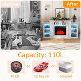 72" Electric Fireplace with Mantel,White TV Stand with Fireplace,Modern Entertainment Center with LED Lights for Bedroom Living Room BLANKSPACE