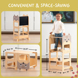 OmaOmaOma Kids Wooden Learning Tower - Foldable Toddler Tower for Children - Toddlers Standing Tower & Kitchen Stool Helper for Counter - Convertible Learning Tower w/Step Stool, Desk, Chalkboard OmaOmaOma