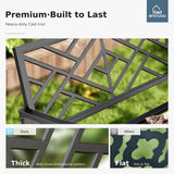 MFSTUDIO 43.7 Inches Outdoor Garden Bench, Cast Iron Metal Frame Patio Park Outside Benches with Geometric Pattern Backrest for Front Porch, Black MFSTUDIO