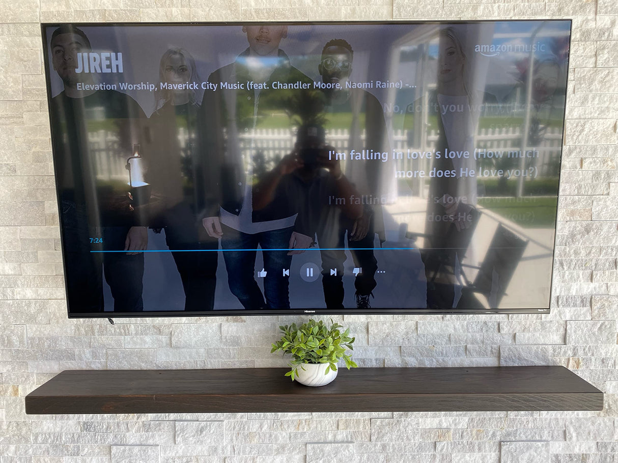 Joel's Antiques - 72 Inch Wooden Floating Shelves for Wall - Made of Natural Wood - Long Heavy Duty Rustic Fireplace Mantel & Book Shelf - Perfect for Living Room - Mocha 72x12x2 in joelsantiques