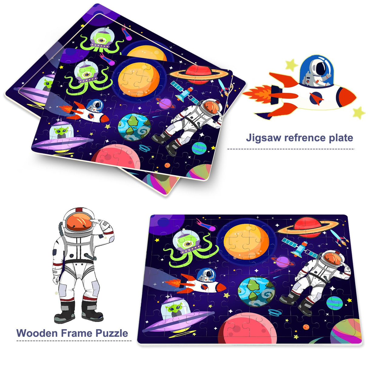 Roberly Wooden Puzzles for Kids Ages 4-8, 60 Pieces Jigsaw Puzzles for Kids 3 4 5 6 7 8 Preschool Learning Educational Puzzle Toys Set for Boys Girls - Dinosaur, Ocean, Animal, Insect, Space, Vehicles Roberly