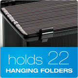 Pendaflex Portable File Box with File Rails, Simple Document Storage, File Bin for Home and Office, Hinged Lid with Double Latch Closure, Black, 3 Black Letter Size Hanging Folders Included (41742AMZ) Pendaflex