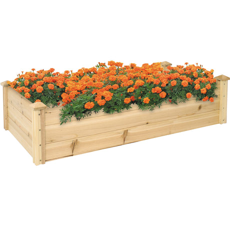 Sunnydaze 48.25-Inch Rectangular Wood Raised Garden Bed - Elevated Planter Box for Flower, Vegetable, and Herb Gardening Sunnydaze