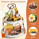 7 pcs Thanksgiving Tiered Tray Fall Decor Set, Gnome Truck Thanksgiving Wood Plaque Wooden Bead String Decorations, Fall Decorations for Home Kitchen Fireplace Farmhouse Office Fall Decoration Fiarbrty