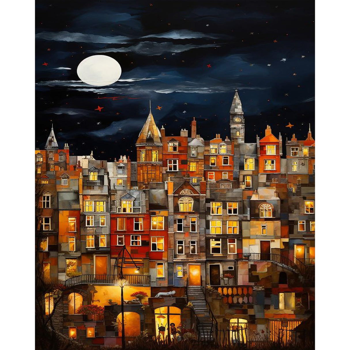 PRASIO Paint by Numbers Kit for Adults Beginner, Moonlight House Adult Paint by Number Kits, DIY Acrylic Paint by Numbers Kit for Adults Canvas for Home Decor Gift 16x20 Inch PRASIO