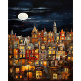 PRASIO Paint by Numbers Kit for Adults Beginner, Moonlight House Adult Paint by Number Kits, DIY Acrylic Paint by Numbers Kit for Adults Canvas for Home Decor Gift 16x20 Inch PRASIO