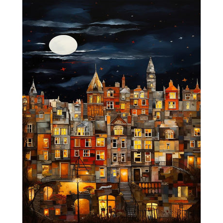 PRASIO Paint by Numbers Kit for Adults Beginner, Moonlight House Adult Paint by Number Kits, DIY Acrylic Paint by Numbers Kit for Adults Canvas for Home Decor Gift 16x20 Inch PRASIO