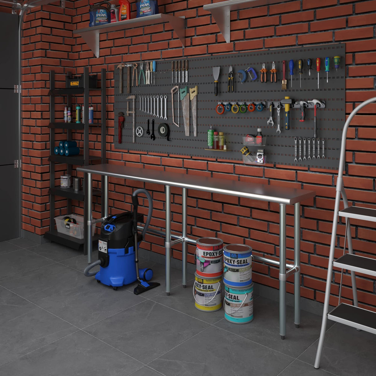 AmGood Stainless Steel Work Table Open Base | Metal Work Bench (Stainless Steel Table Open Base, 84" Long x 14" Deep) AmGood