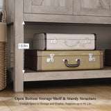 HOSTACK Buffet Sideboard Cabinet with Storage, 47.2" Modern Farmhouse Coffee Bar with 2 Drawers, Barn Doors Console Table with Shelf for Kitchen, Dining Room, Living Room, Entryway (Ash Grey) HOSTACK