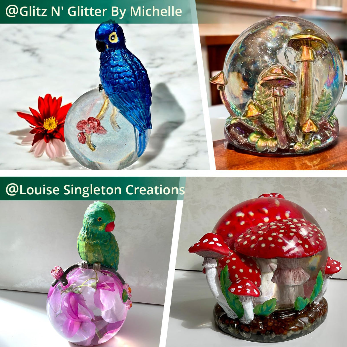 LET’S Resin Crystal Ball Resin Molds, Crystal Orb Decorative Statue Silicone Molds with Mushroom Stand and Bird Figurine,3D Sphere Epoxy Resin Molds for DIY Tabletop Decor, Housewarming Gifts LET'S RESIN