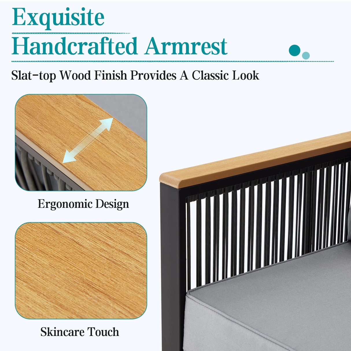 HOMREST 7 Piece Outdoor Sectional Patio Conversation Set,5 Seats Metal Outdoor Patio Furniture Set, All Weather Outdoor Couch Set with 2 Ottoman,3-Seats Sofa,Love Seat,Side Table for Deck, Lawn(Grey) HOMREST