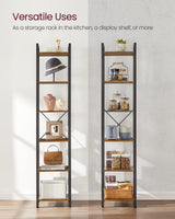 VASAGLE 6-Tier Bookshelf, Bookcase with Steel Frame, Book Shelf for Living Room, Home Office, Study, 11.8 x 15.7 x 73.2 Inches, Industrial Style, Rustic Brown and Ink Black ULLS101B01 VASAGLE