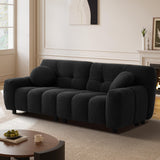 72.8" Boucle Cloud Sofa Couch with 2 Soft Pillows,Comfy Upholstered Teddy 2 Seater LoveSeat Sofa,Modern Deep Seat Sherpa Cloud Couch, Oversized Love Seat for Living Room Bedroom Apartment,Black DAMAIFROM