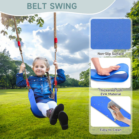 Swing Sets for Backyard, Toddler Swing Set with 2 Seat 1 Saucer & 1 Belt Seat, 440lbs Heavy-Duty Swing Frame w/8 Ground Stakes, A Frame Outdoor Swingset for Kids and Adults for Backyard SkylarkJoy