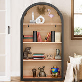 HIUU Black Arched Bookshelf,Modern Short Bookcase,Mid-Century Modern Curved Book Shelf,Arched Display Cabinet with Open Shelf for Bedroom, Living Room HIUU