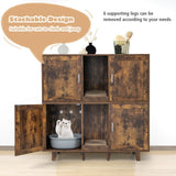 Tangkula Double Cat Litter Box Enclosure for 2 Cats, Large Stackable Hidden Privacy Cat Washroom Cabinet with Scratching Board, Indoor Cat House TV Stand, Litter Box Furniture (Rustic Brown) Tangkula